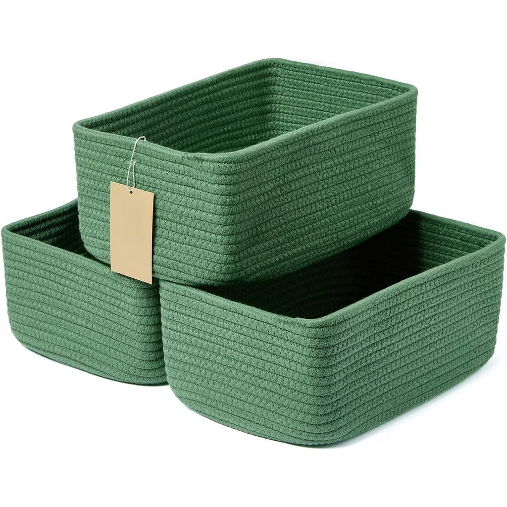 Small Storage Baskets 3 Packs Green 11.5x7.5x4.7” Y1150