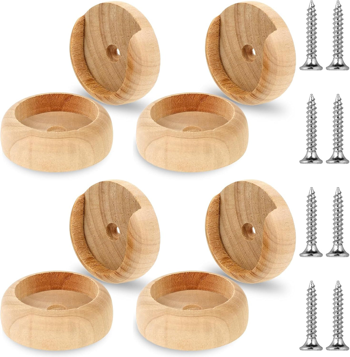 4 Sets Solid Wooden Closet Rod Holders with Screws E746354