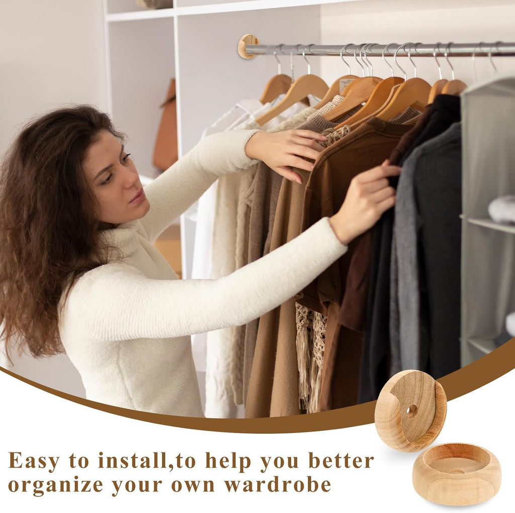 4 Sets Solid Wooden Closet Rod Holders with Screws E746354