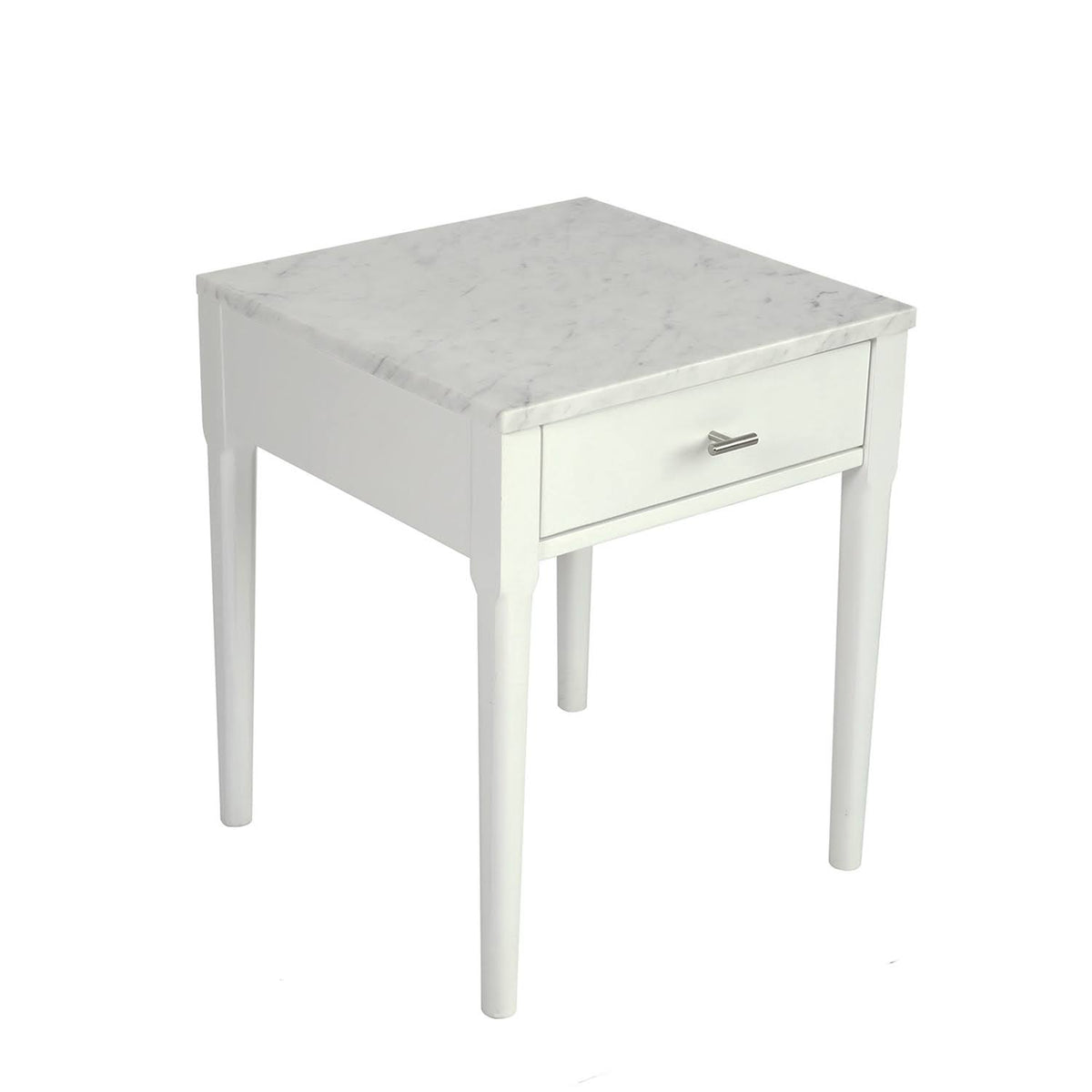 18x22 White Marble Side Table with Walnut Leg M741580