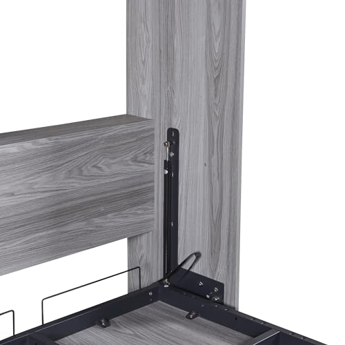 Full Size Murphy Bed with Storage Shelves and Drawers, Gray U639787