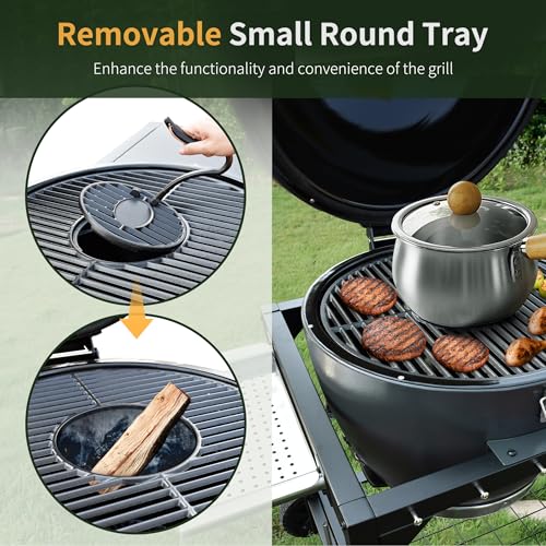 22" Cast Iron Kamado Charcoal Grill & Smoker W223