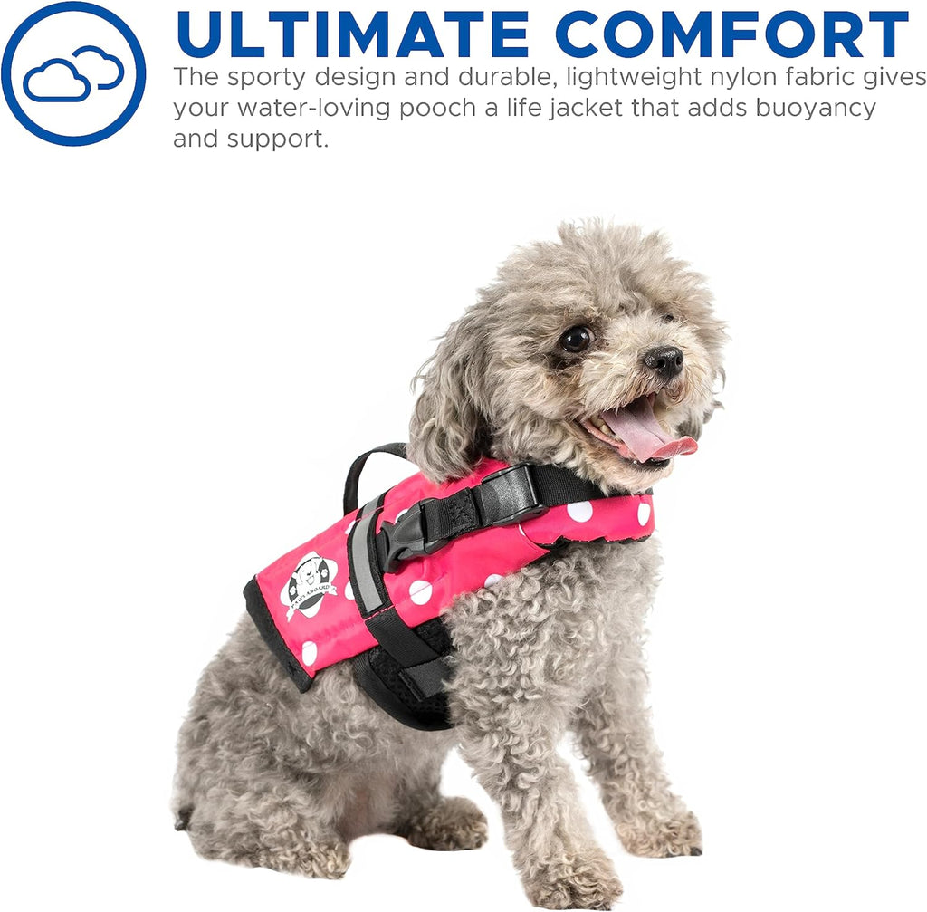 Pink & White Polka Dot Nylon Dog Life Jacket W969