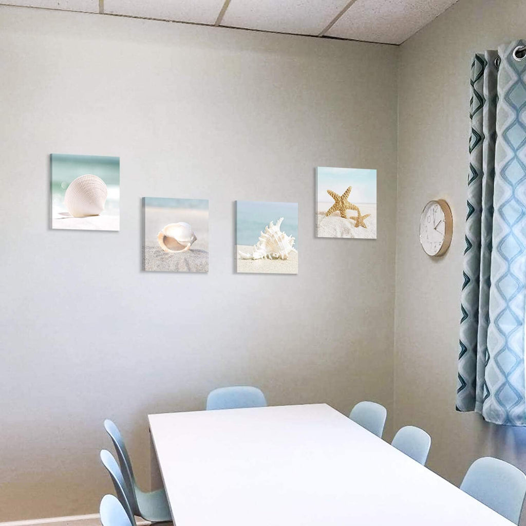 Starfish & Seashells Canvas Wall Art, 4 Pcs, Multi-Sized E231686