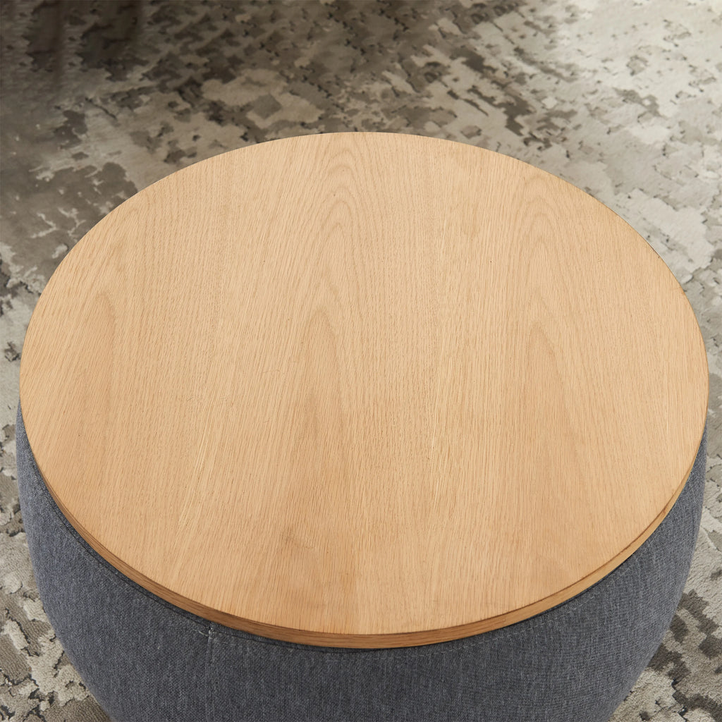 Dark Gray Round Storage Ottoman J975
