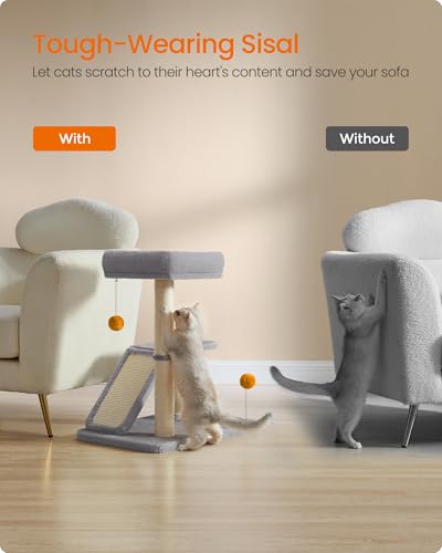 Dark Gray Cat Scratching Post with Bed J585547