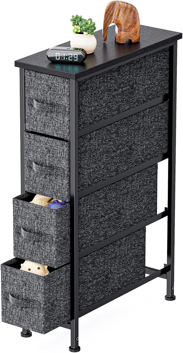 Black Fabric Dresser with 4 Drawer T178751