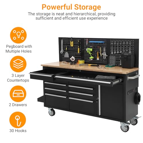 61inch Rolling Tool Chest with 10 Drawers T231