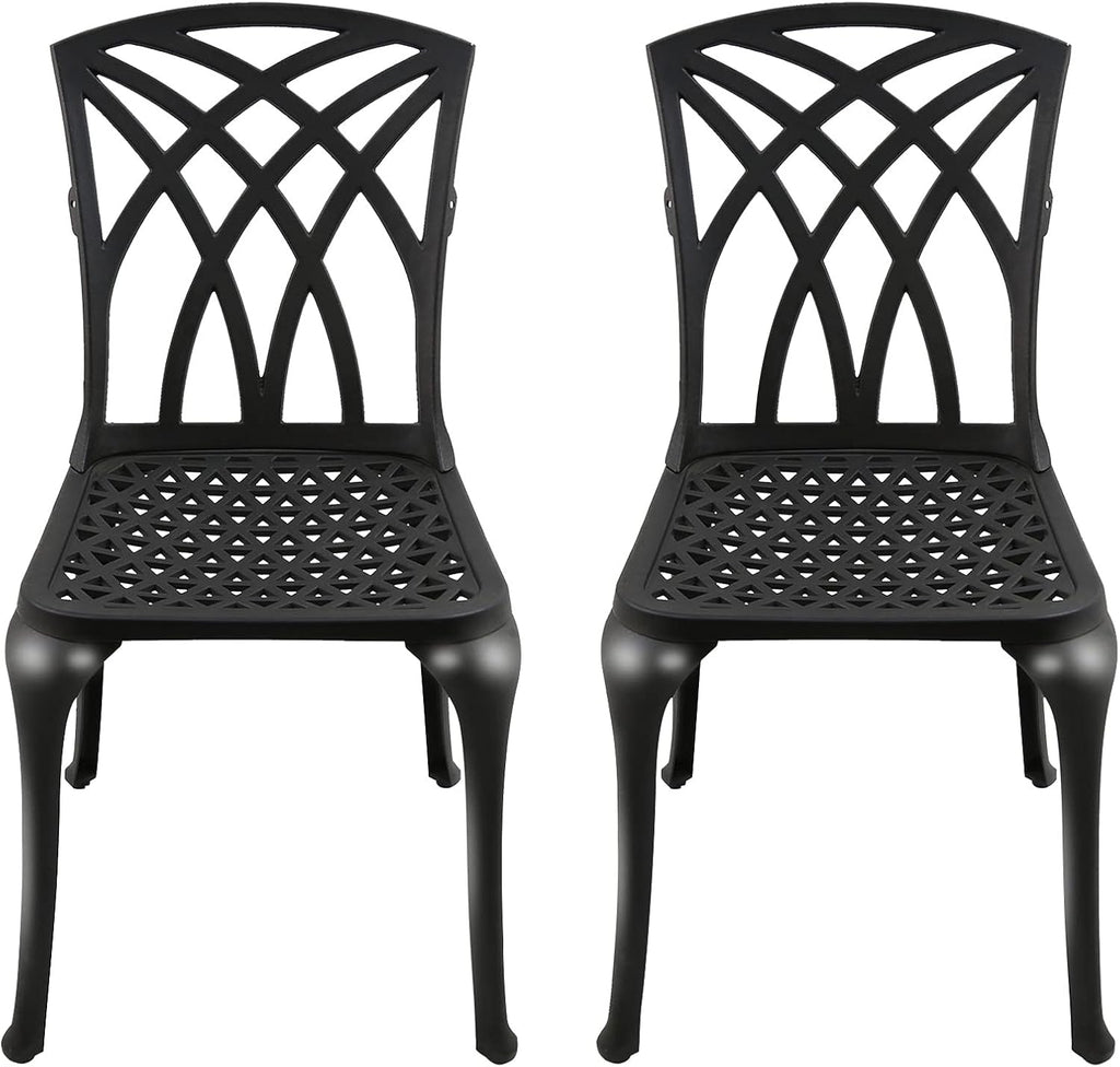 Black Cast Aluminum Outdoor Dining Arm Chairs, Set of 4 Y3555