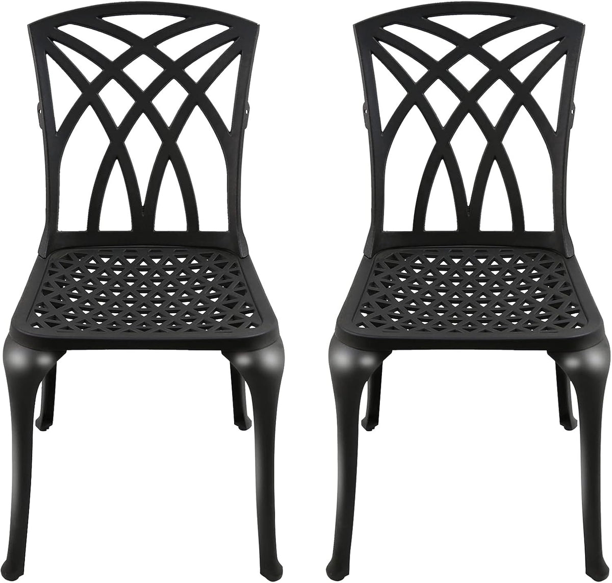 Black Cast Aluminum Outdoor Dining Arm Chairs, Set of 4 Y3555