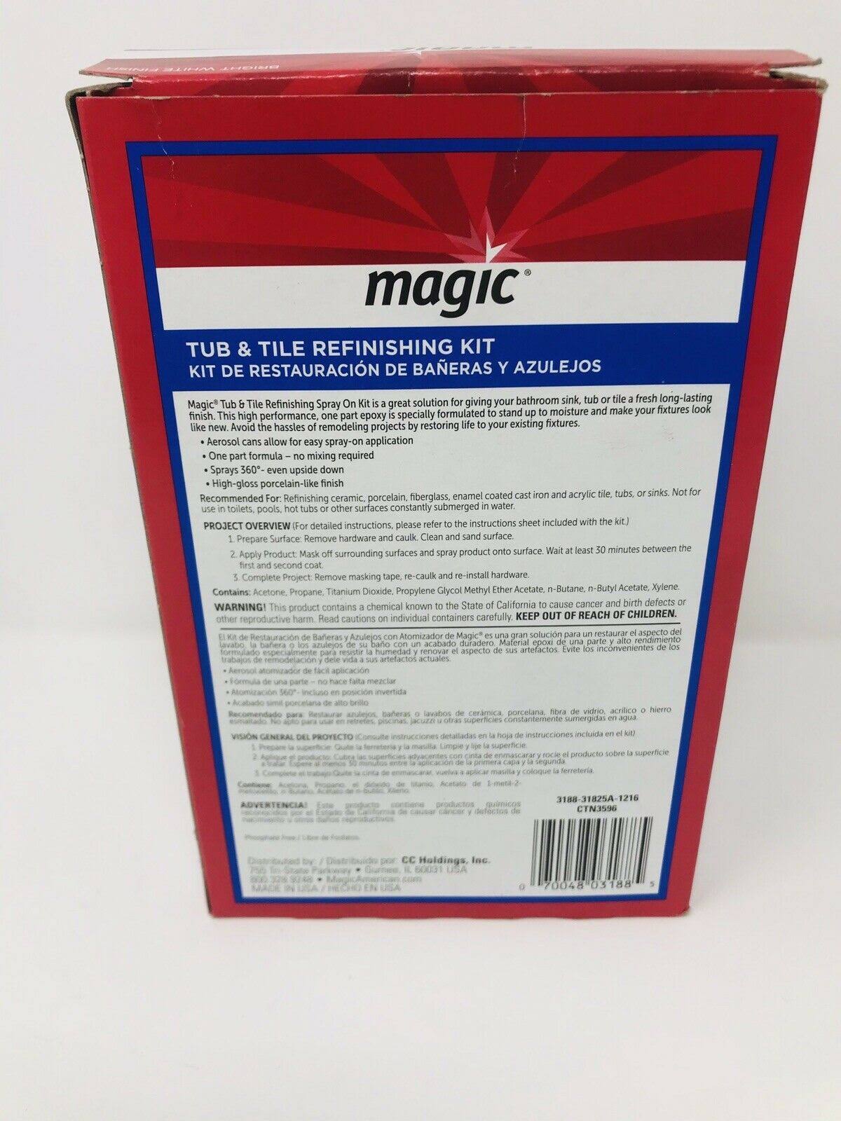 Bright White Spray on Aerosol Tub and Tile Refinishing Kit P3877