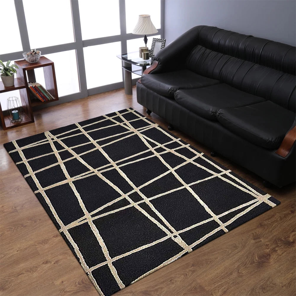 Hand Tufted Contemporary Wool Area Rug Black 5'x8' W55268