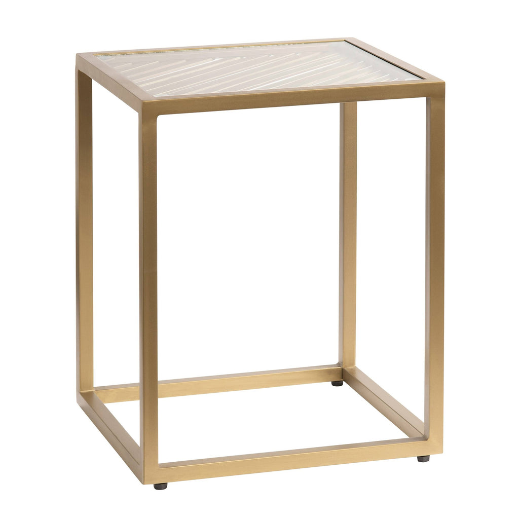 Gold Metal and Glass End Table D6489