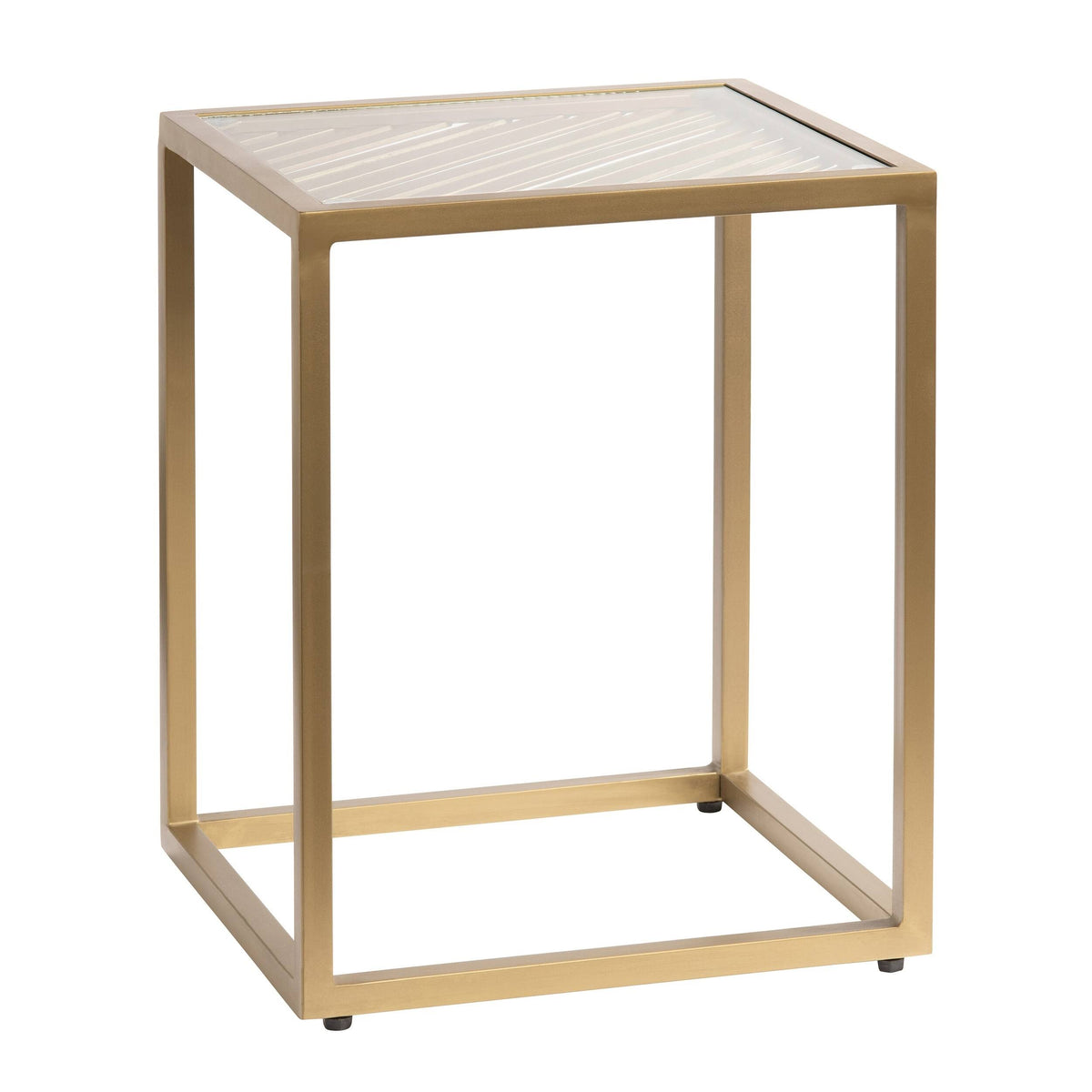 Gold Metal and Glass End Table D6489