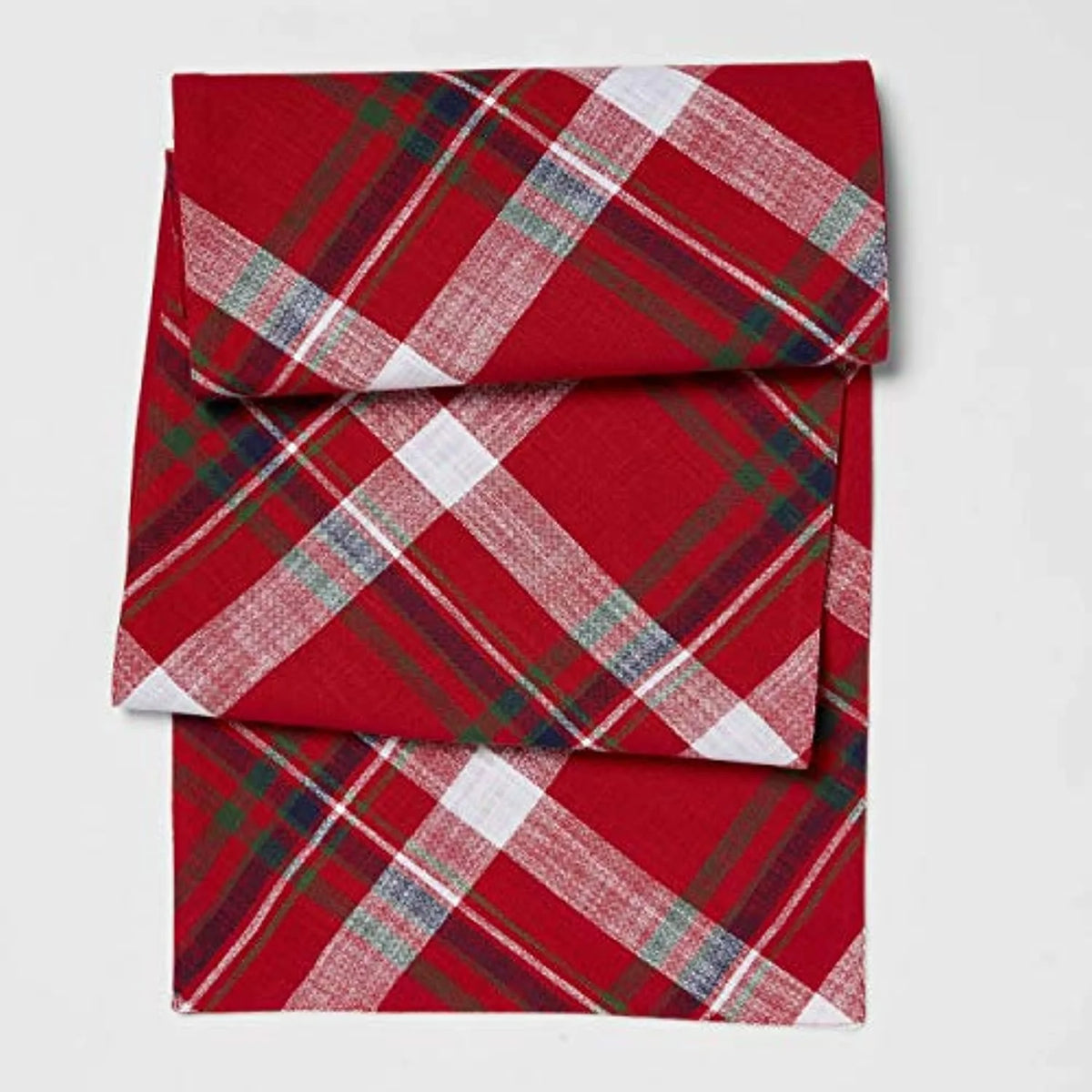 Cotton Red Multi-Plaid Flannel 72" x 14" Table Runner D5190