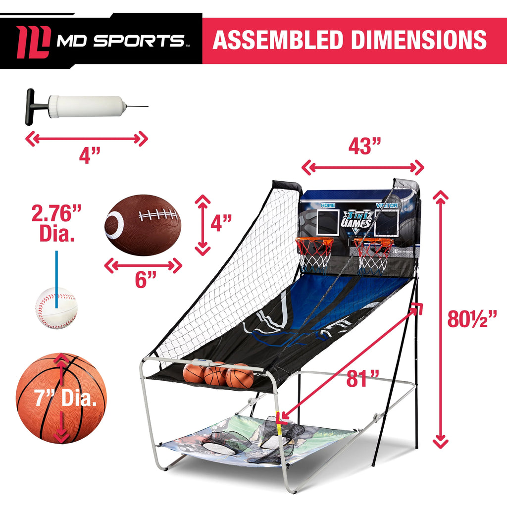 3 in 1 Basketball Football Baseball Game with LED Scoring System N56966