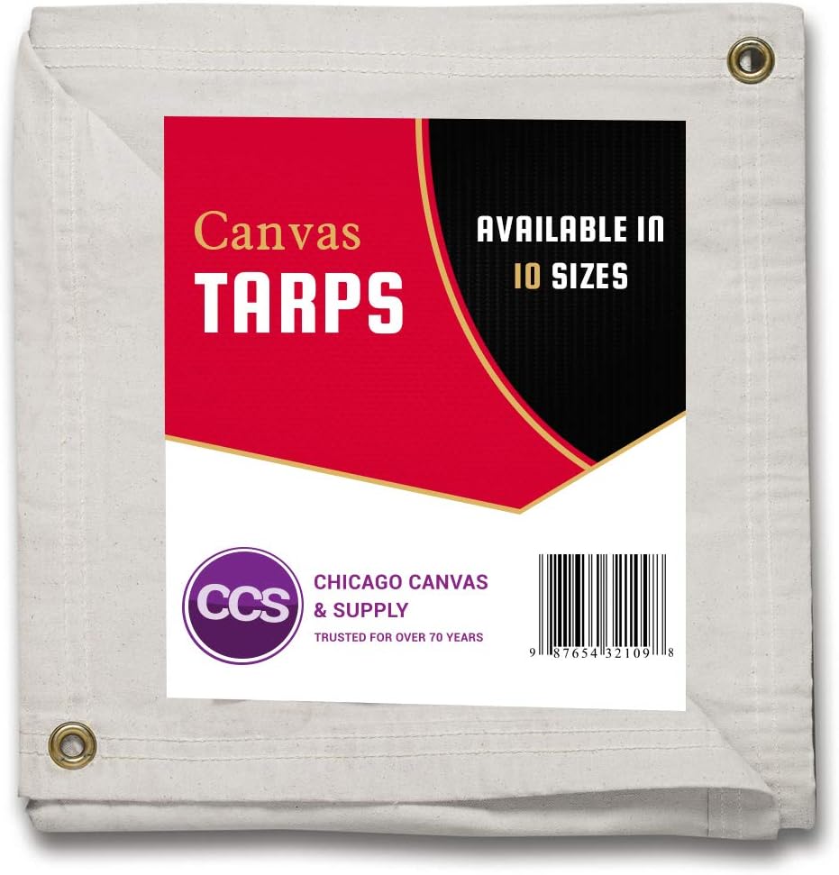 Olive Drab 10 by 12 Feet Waterproof Canvas Tarp with Rustproof Grommets D7536