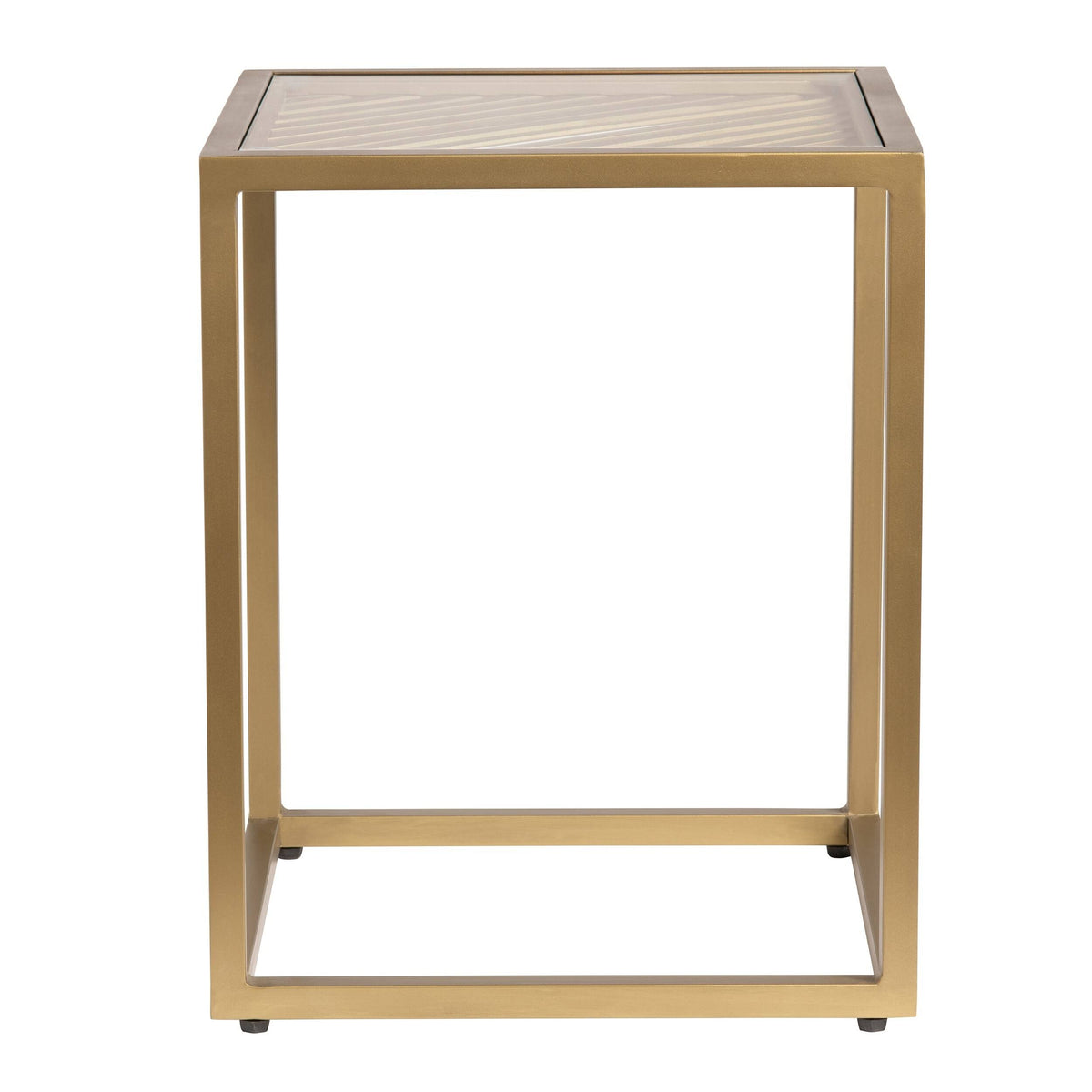 Gold Metal and Glass End Table D6489