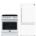 30 Electric Range and Refrigerator in White with Silver Handles N947