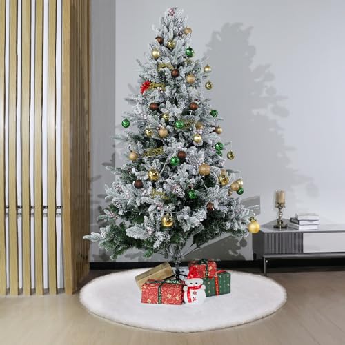 48 Inch White Faux Fur Christmas Tree Skirt T410