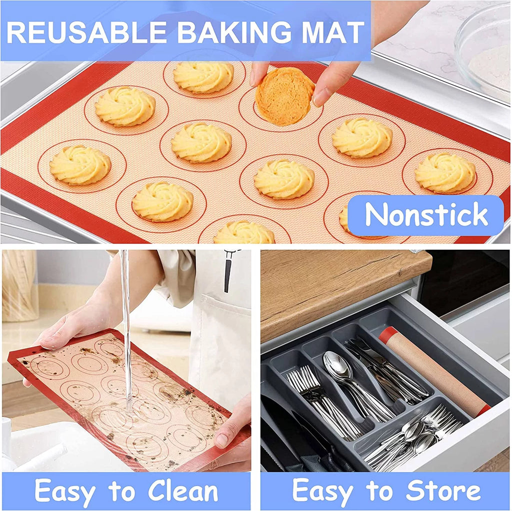 16 inch Stainless Steel Baking Sheet with Rack & Mat Set of 6 E9639