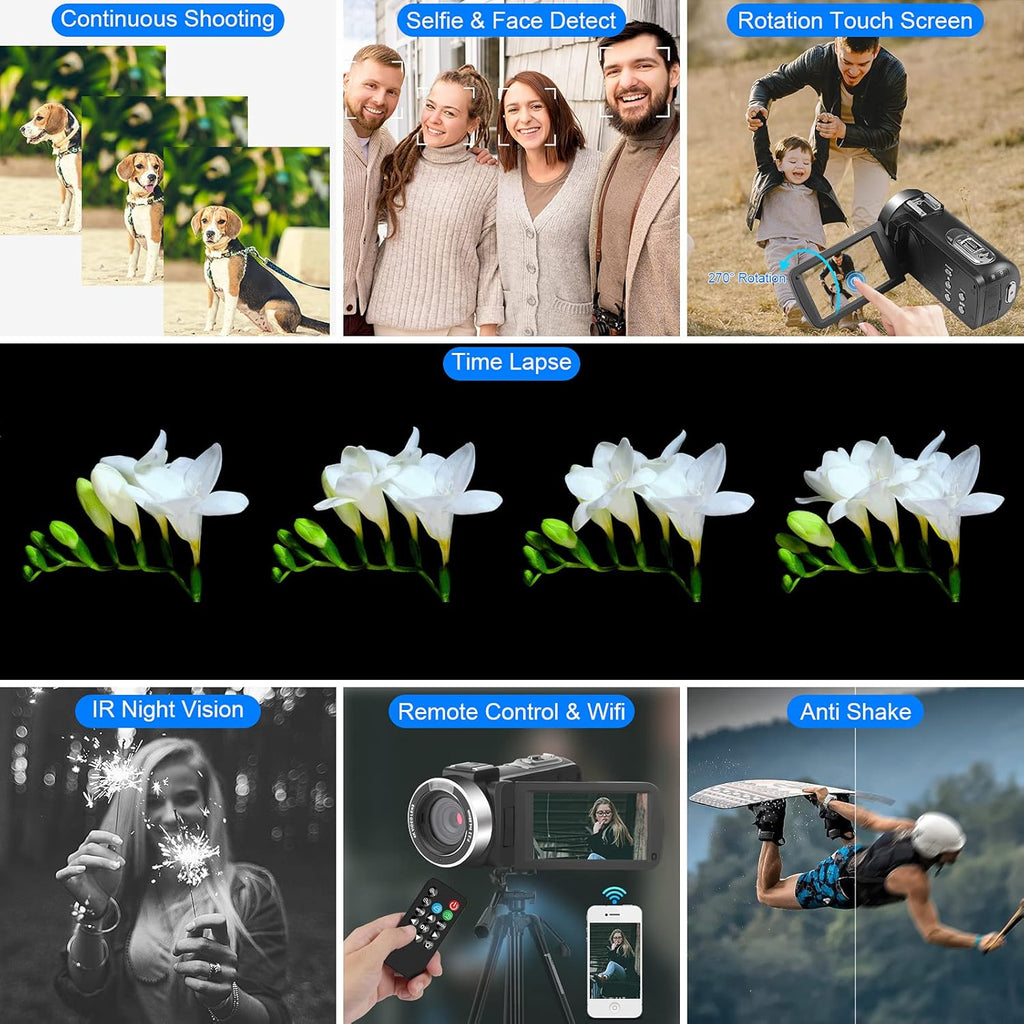 4K 56MP Vlogging Camera with External Microphone and IR Night Vision Q76349