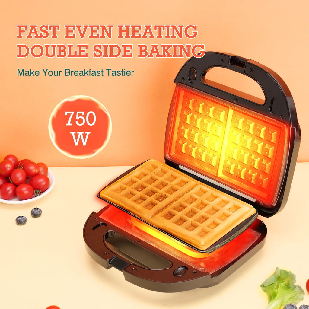 750 Watt 3 in 1 Non-Stick Sandwich Maker O2672