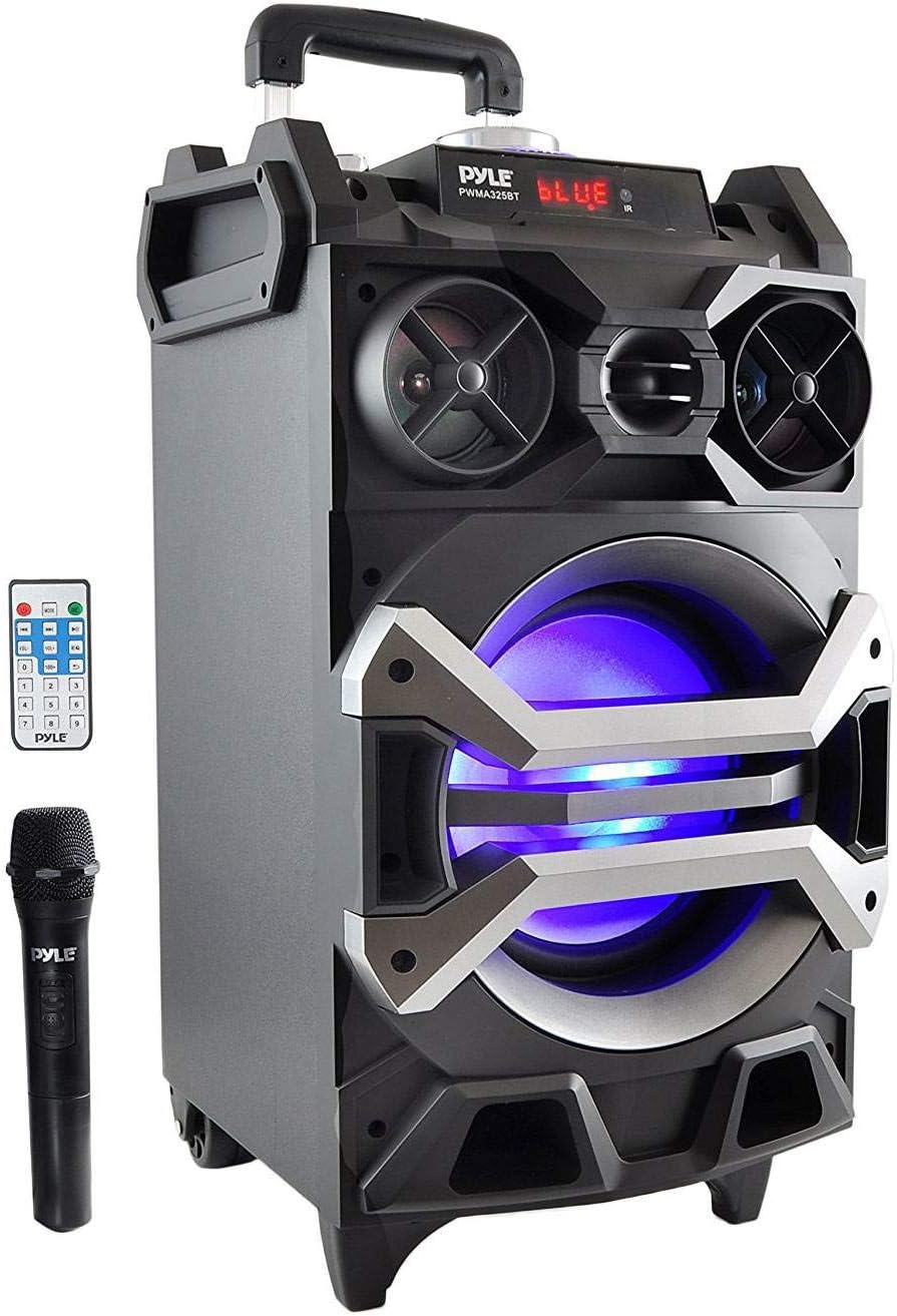 Portable Bluetooth PA Speaker System with Rechargeable Battery and Rolling Wheels T892247