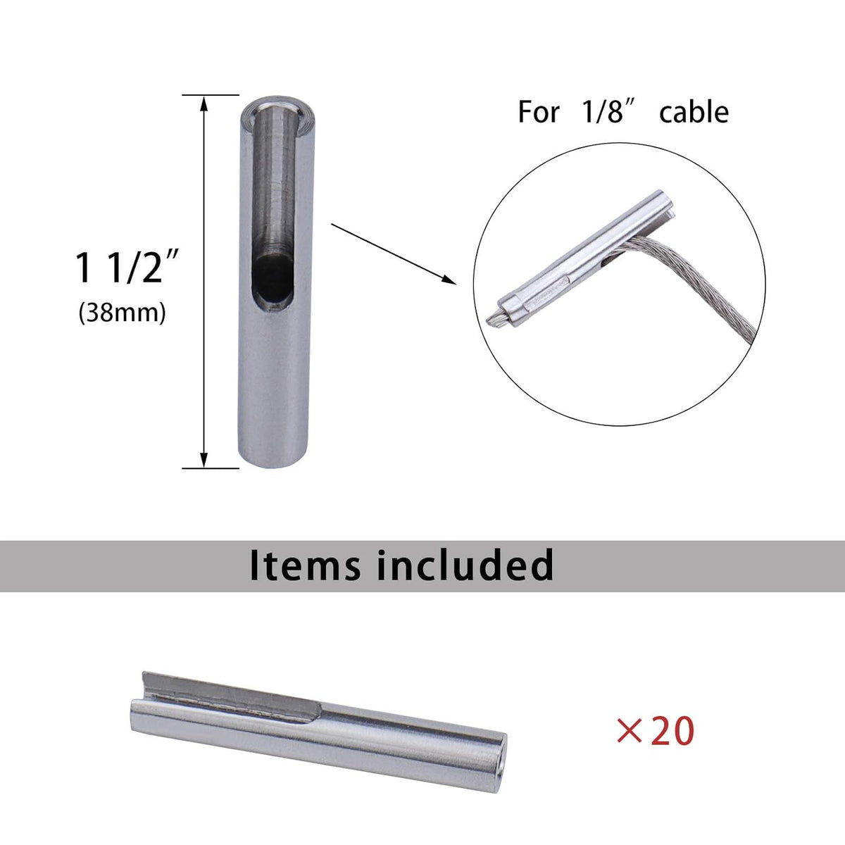 20 Pack 1/8 Invisible Cable Railing Kit T316 Stainless Steel U20954