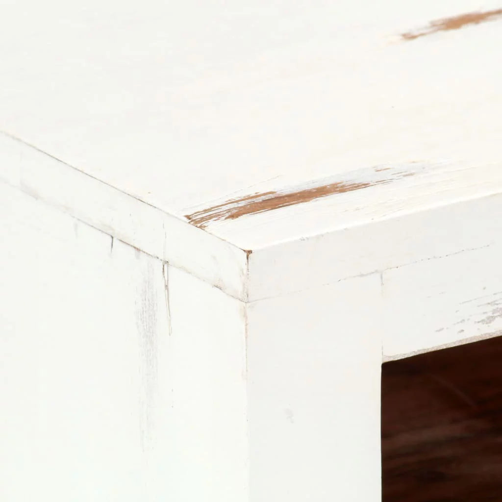 White Solid Acacia Wood TV Cabinet V365