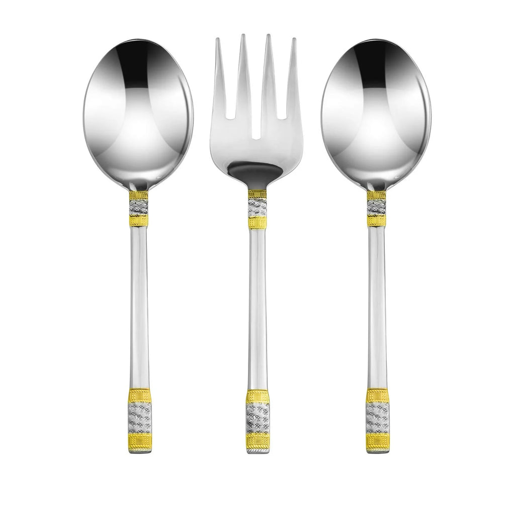 75-Piece 18/10 Stainless Steel Gold-Plated Cutlery Set with Wood Storage Case E8346