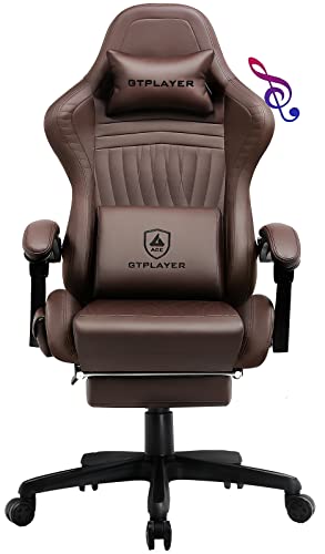 Gaming Chair with Speakers, Footrest, High Back Ergonomic Reclining F5008