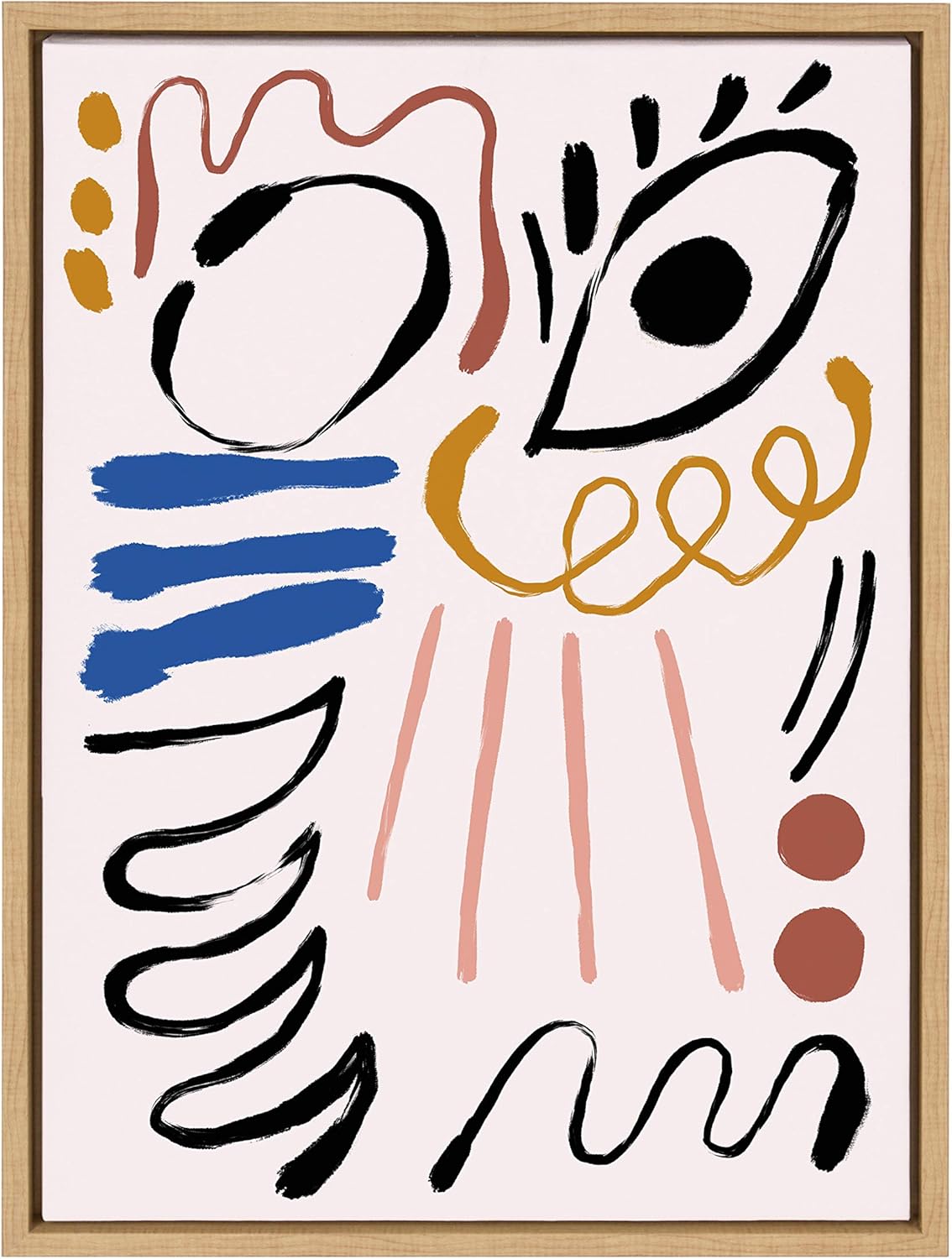 Abstract Face 3 Framed Canvas Wall Art, 23x33 Black F673