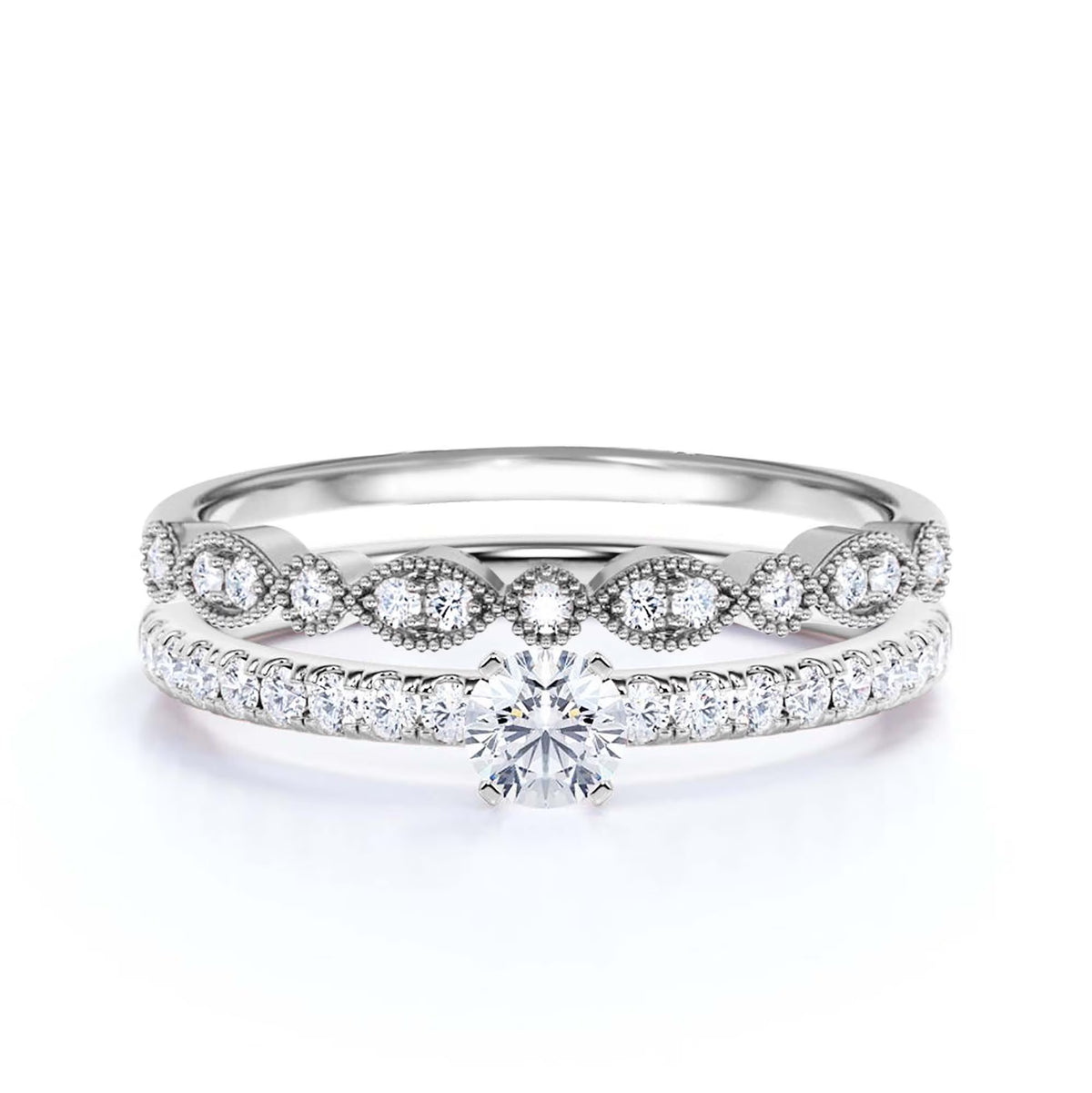 1.25 Carat Round Cut Moissanite Engagement Ring in 925 Sterling Silver With 18k White Gold Plating L6763