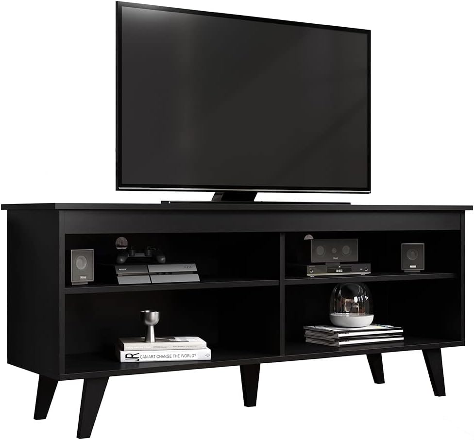 Black Wood TV Console Table with Storage Z451