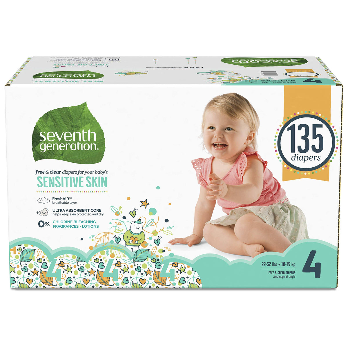Size 4 Baby Diapers, 135 Count D25588