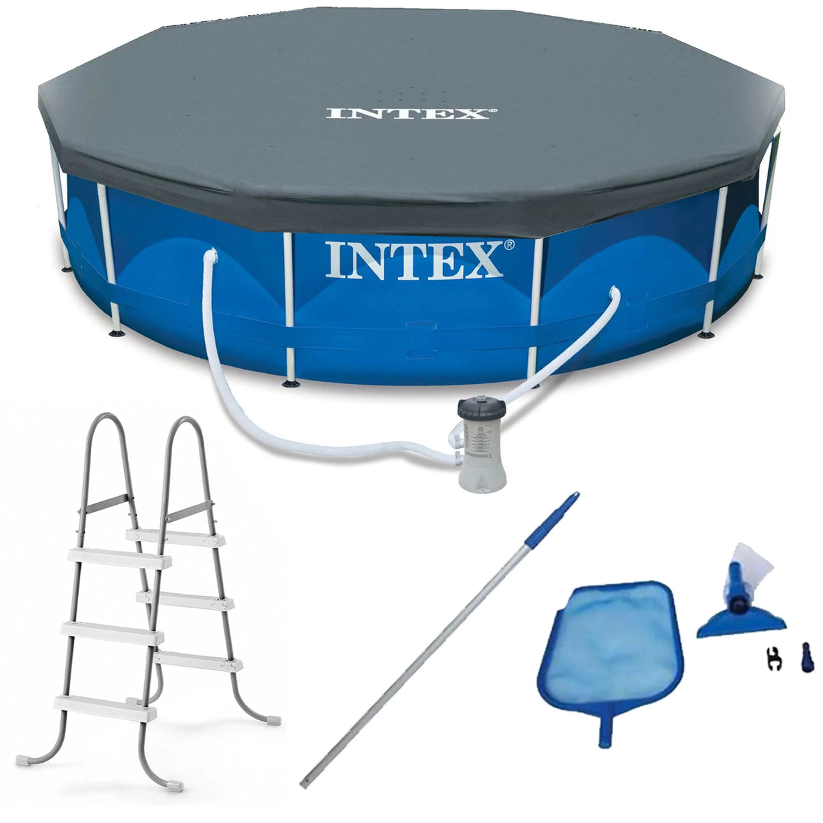 12 x 2.5 Foot Metal Frame Above Ground Pool with Filter K9962