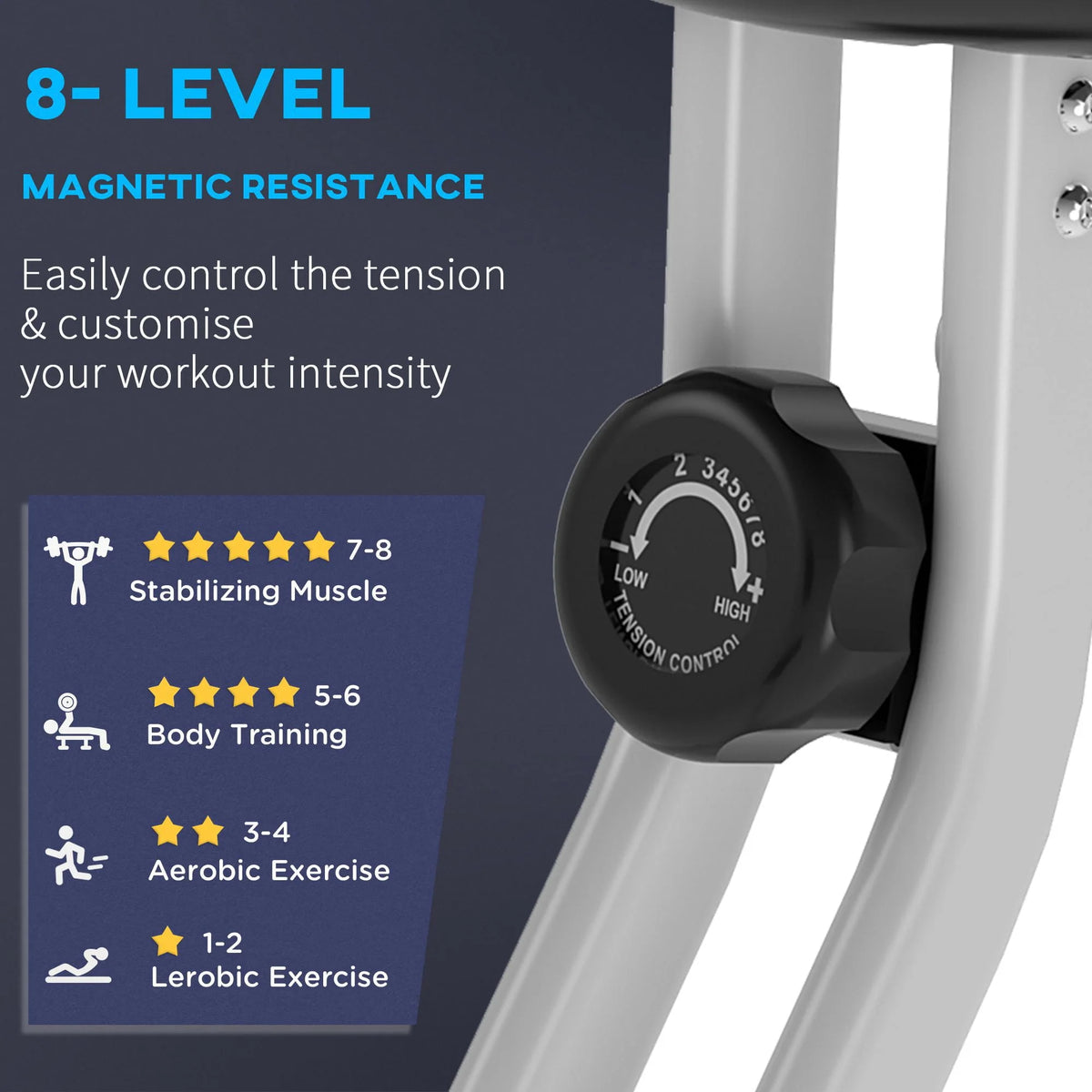 Folding Upright Stationary Indoor Bike with 8 Levels of Magnetic Resistance N5626
