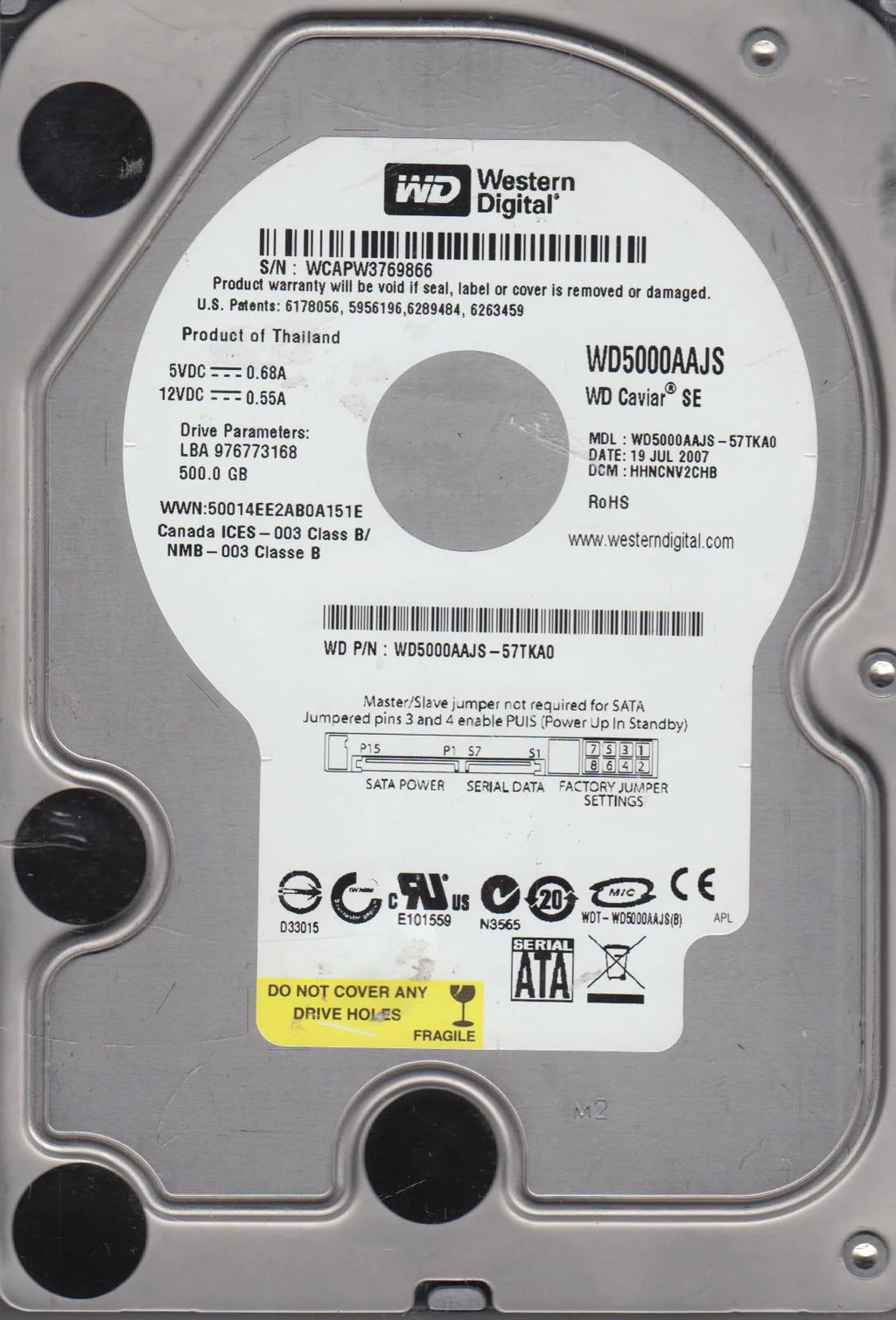 500GB SATA 3.5 Hard Drive M544