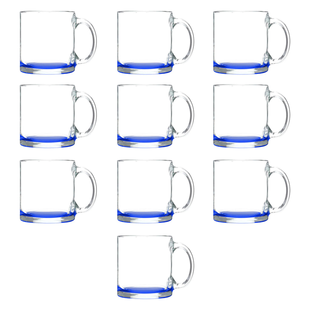Clear Glass Coffee Mugs 13 oz. Set of 10 C175