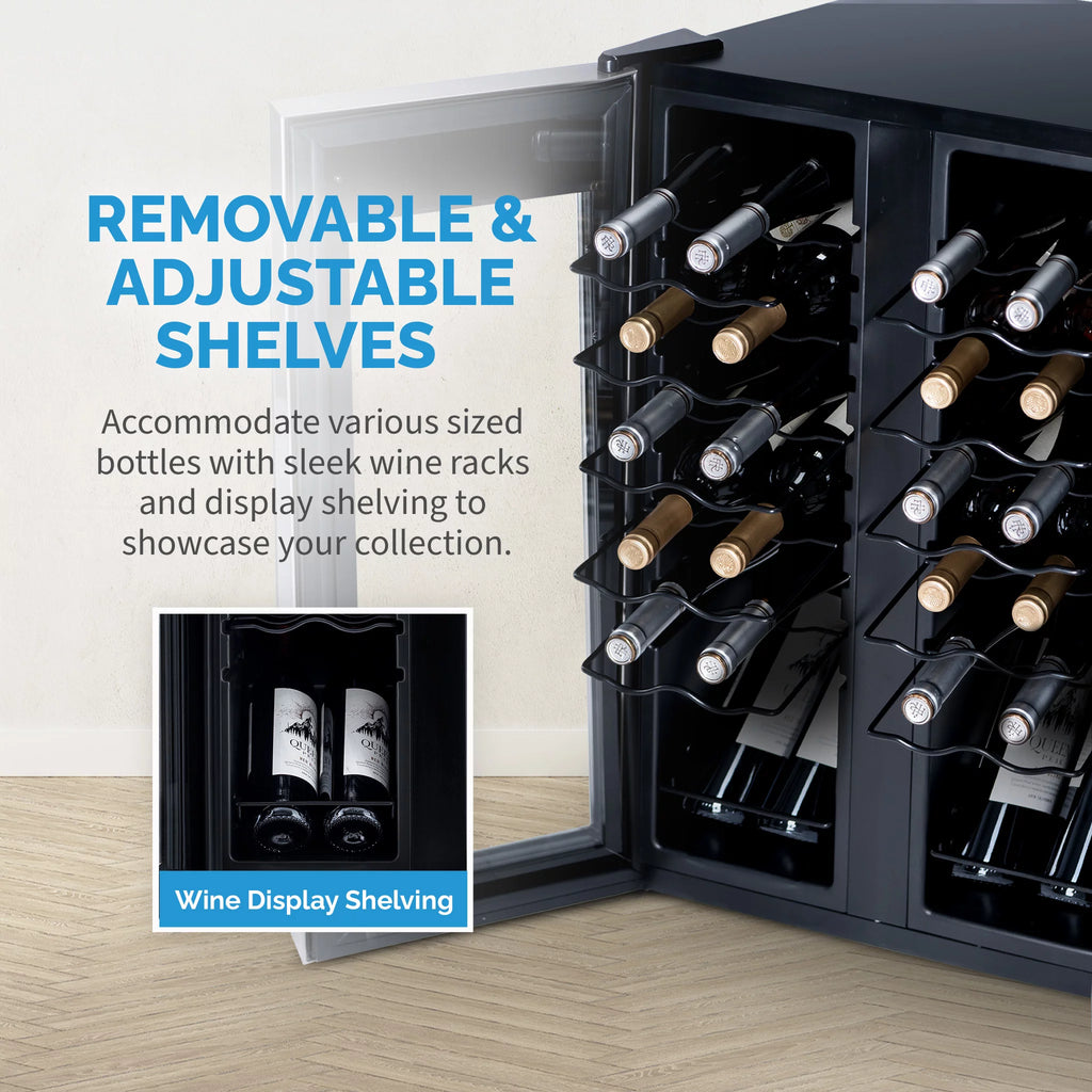 24 Bottle Dual Temperature Zone Wine Cooler Refrigerator Q813