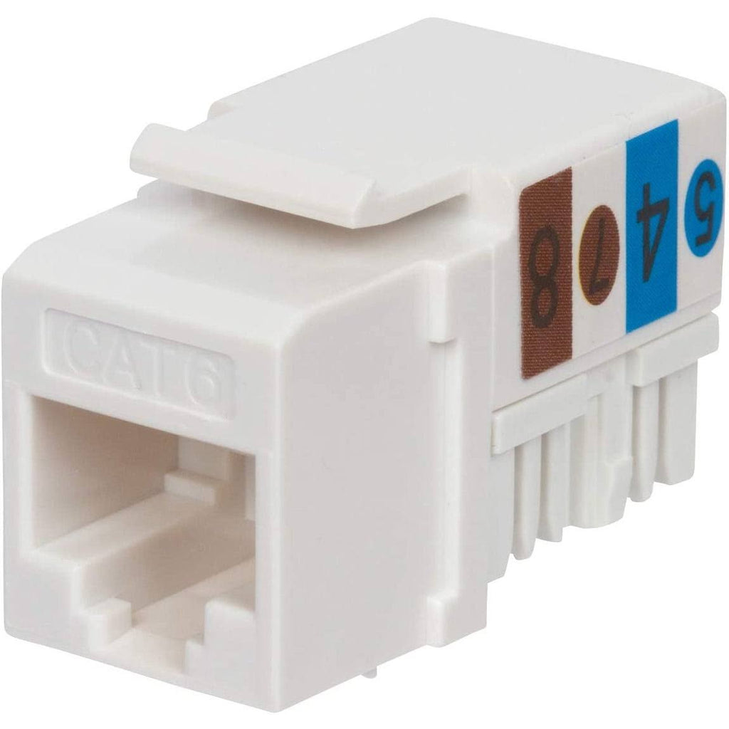 Cat6 RJ45 90-Degree Punch Down Keystone Jack White (100 Pack) R71823