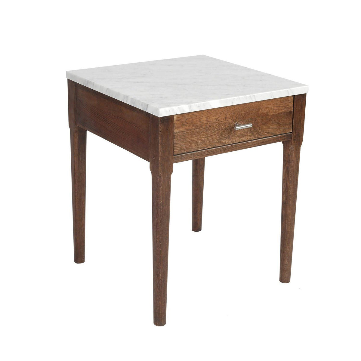 18x22 White Marble Side Table with Walnut Leg M741580