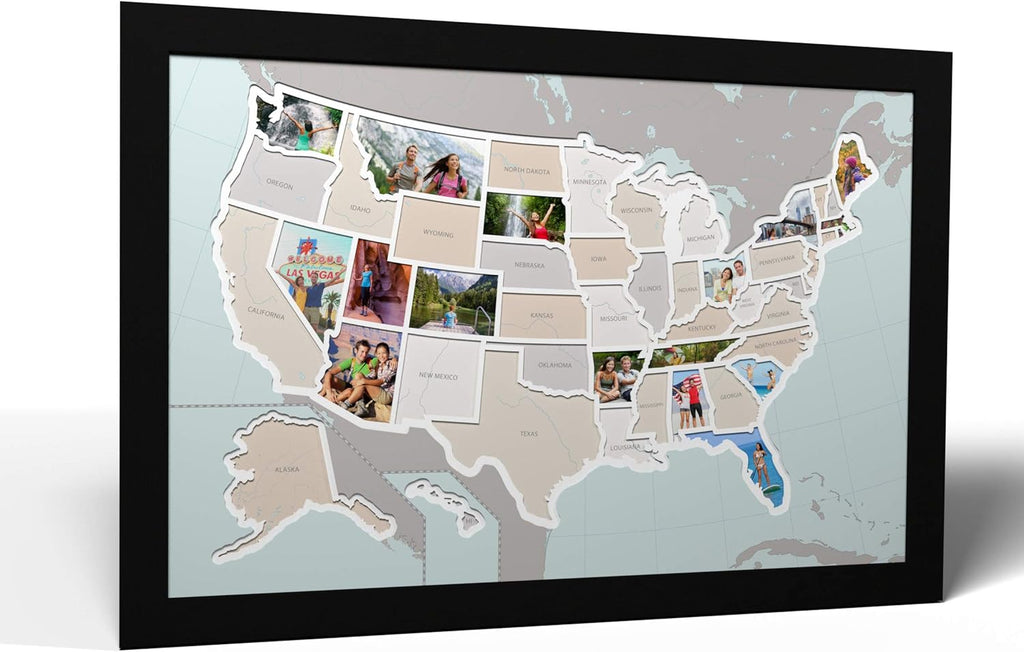 USA Photo Map Black Frame A485