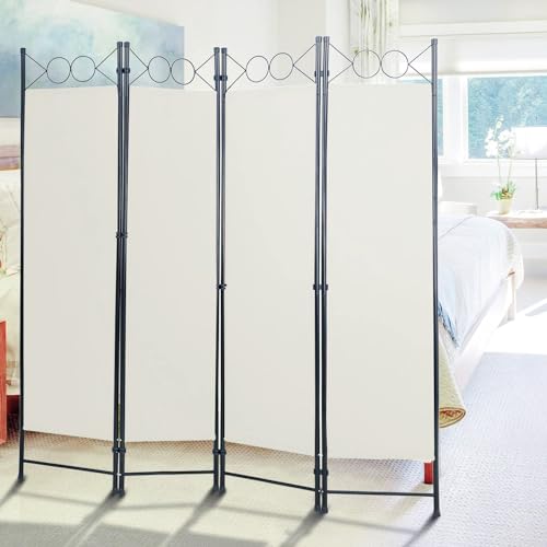 Blue 4 Panel 6FT Room Divider with Steel Frame R198004