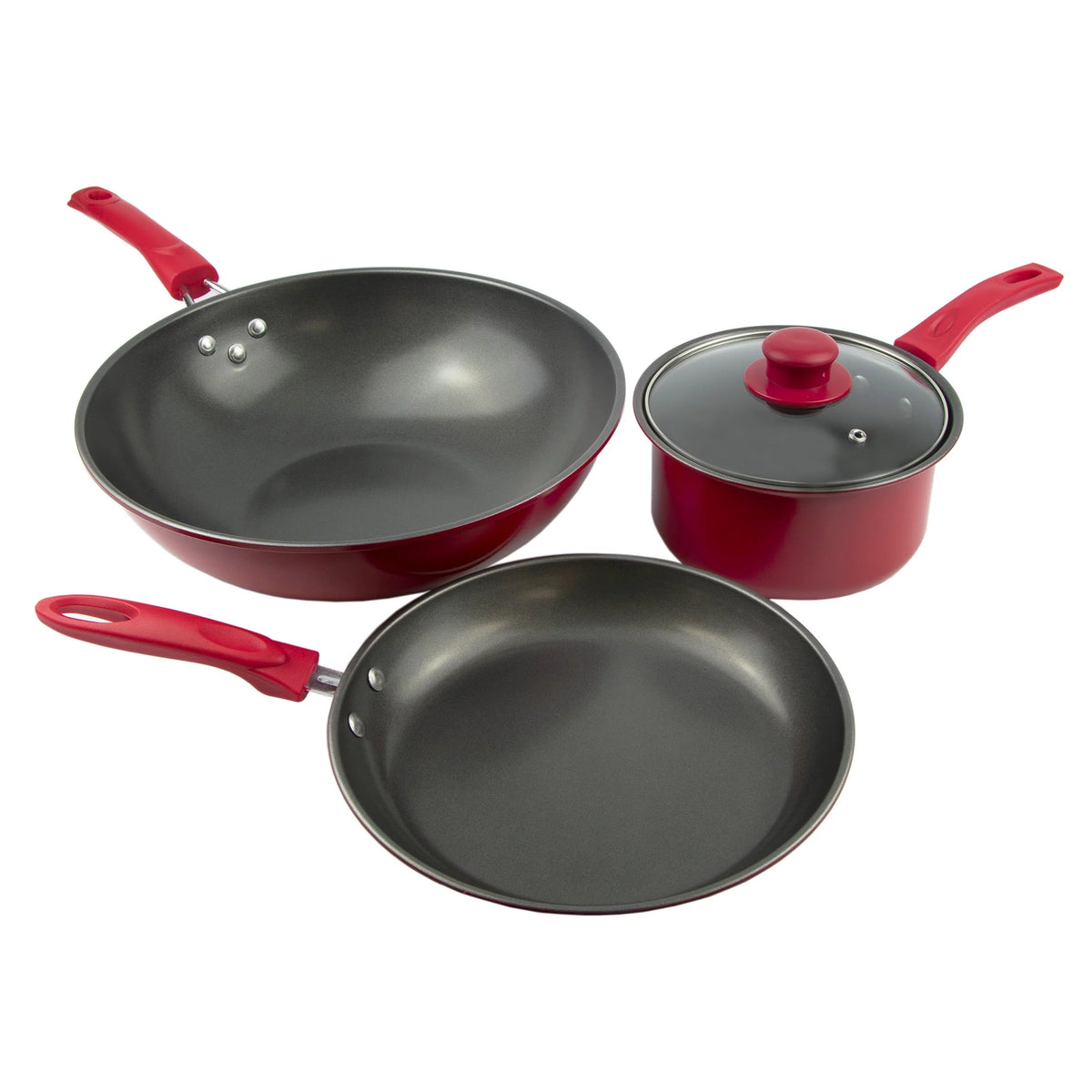4-Piece Non-Stick Cookware Set in Red O89001