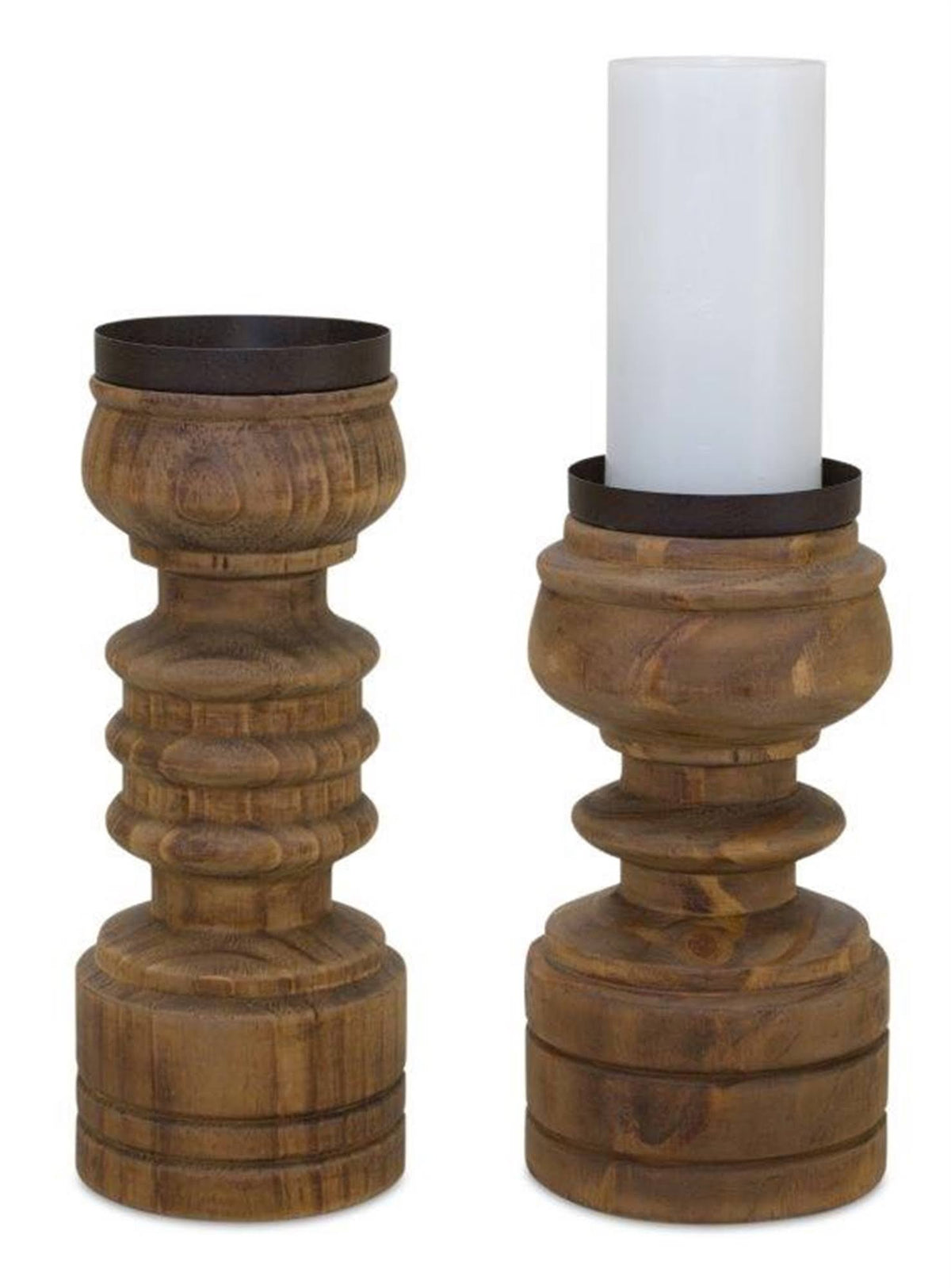 Candle Holder Set of 2 Wood B9615