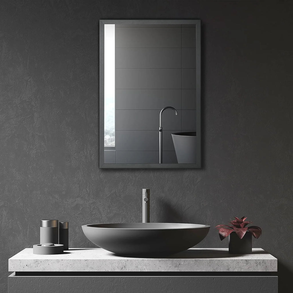 Black Stainless Steel Wall-Mounted Medicine Cabinet with Mirror O78137