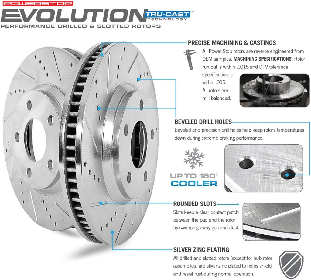 Carbon Fiber Brake Pads with Drilled & Slotted Brake Rotors Kit T122