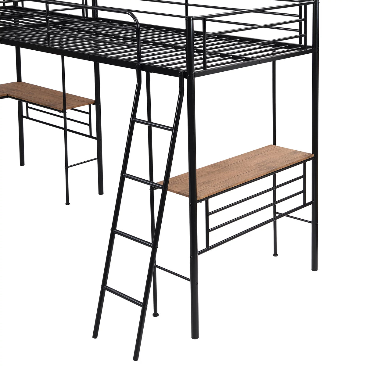 Twin Metal Loft Bed with Desk and Ladders R782